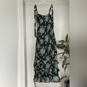 Abercrombie & fitch smocked tie strap midi